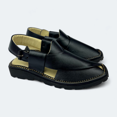 Comfortable Full Black Peshawari Chappal