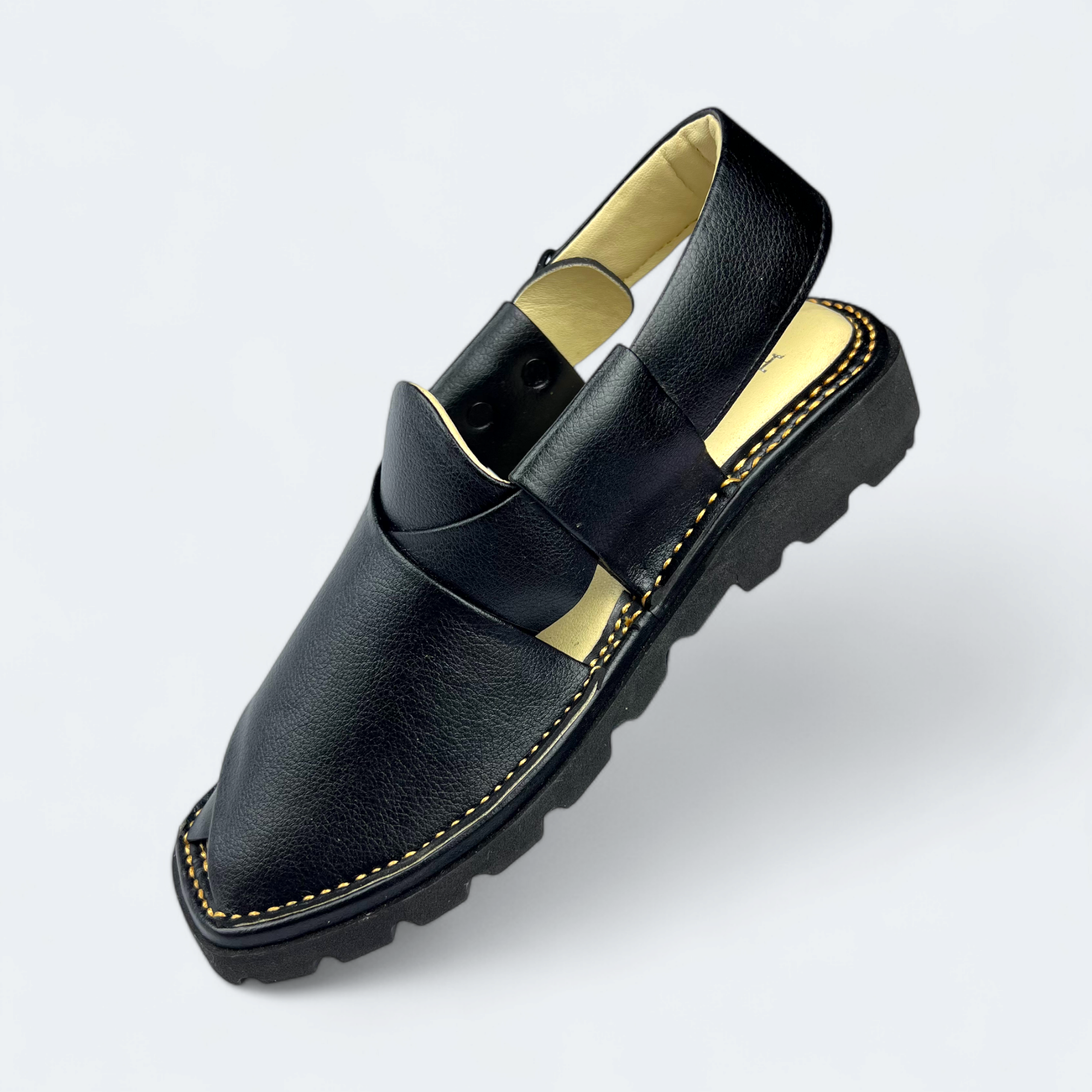 Full Black Peshawari Medicated Chappal