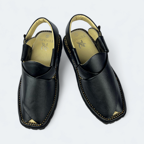 Peshawari Medicated Premium Chappal Full Black