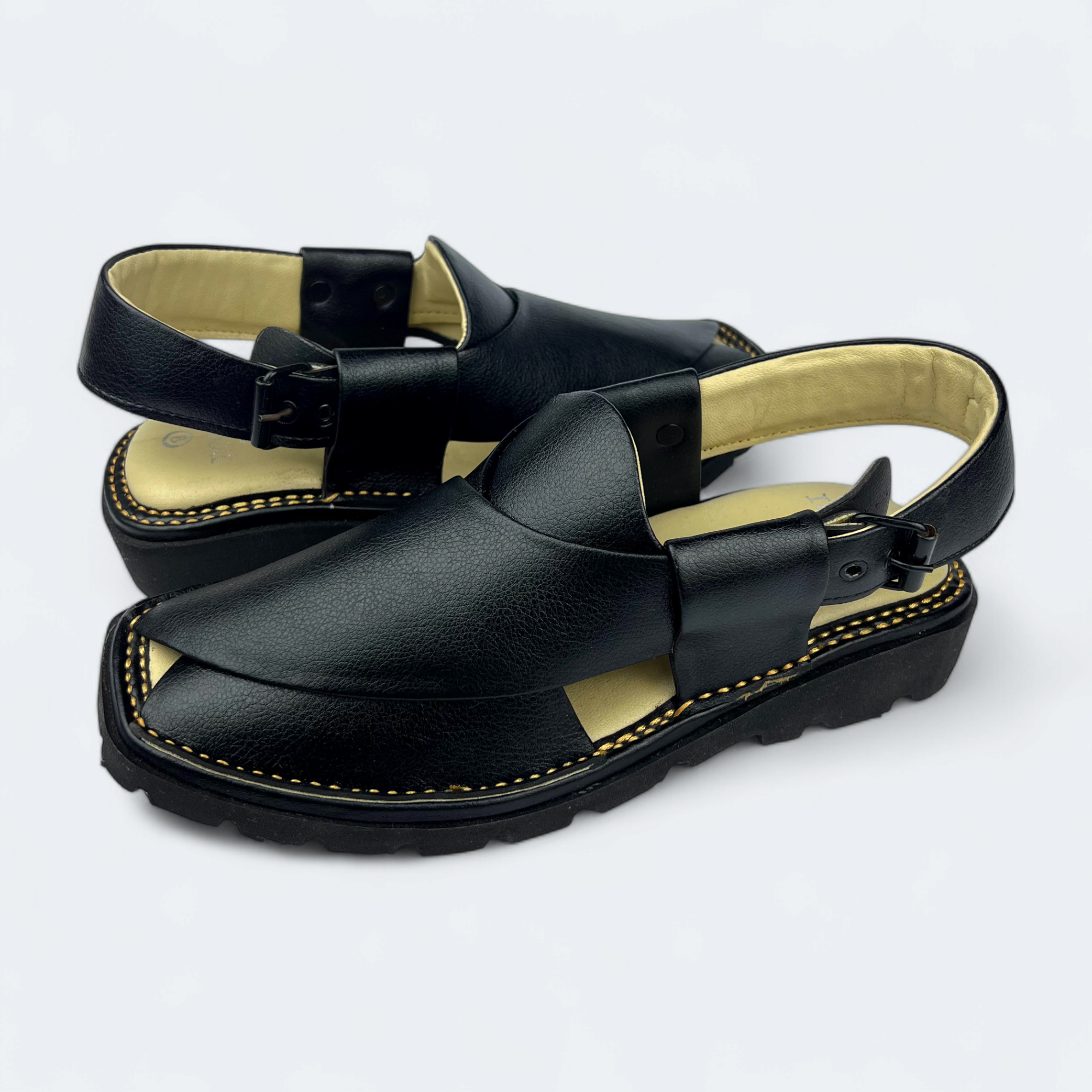 Stylish Full Black Peshawari Chappal