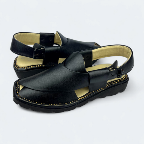 Stylish Full Black Peshawari Chappal