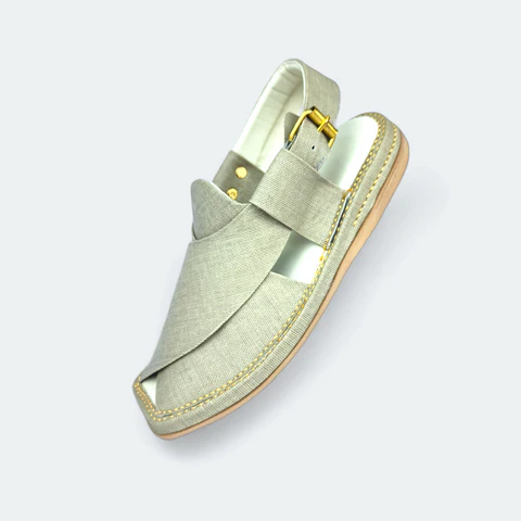 Kaptan Medicated Chappal Grey Fabric Texture