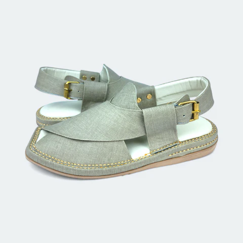 Kaptan Medicated Chappal Grey Fabric Texture