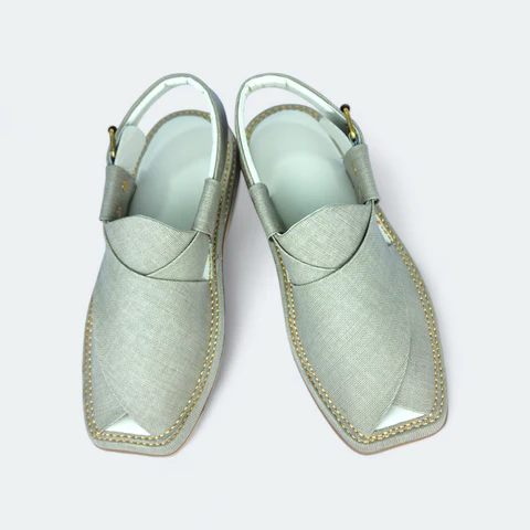 Kaptan Medicated Chappal Grey Fabric Texture