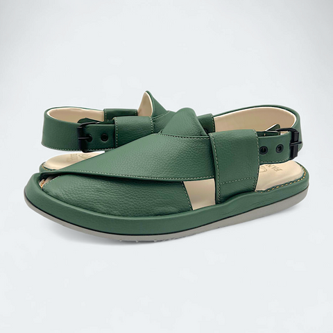 Round GoGo Peshawari Chappal Green