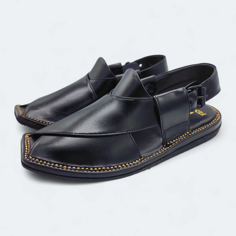 Single Sole Kaptan Lightweight Medicated Chappal Black