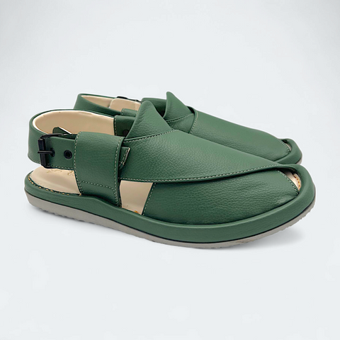 Round GoGo Peshawari Chappal Green