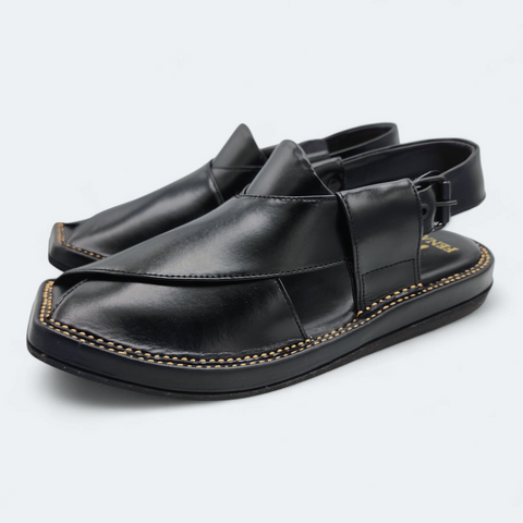 Kaptan Lightweight Medicated Chappal Black