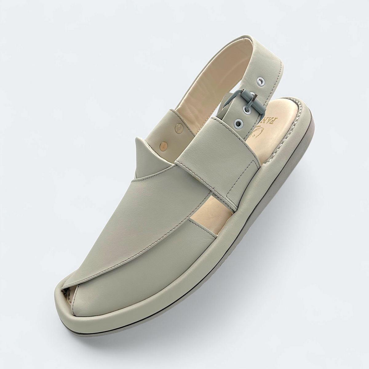 Round GoGo Peshawari Chappal Whitish Grey