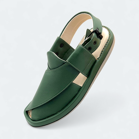 Round GoGo Peshawari Chappal Green