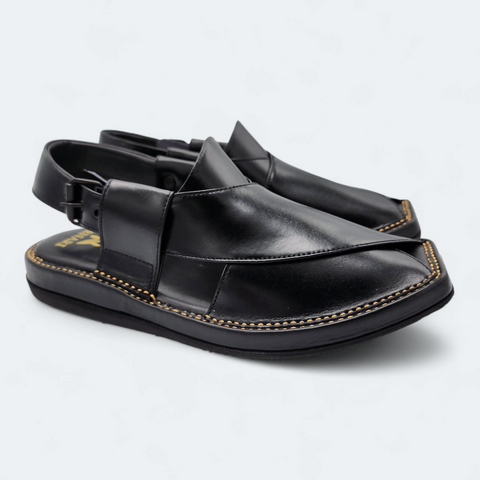 Kaptan Lightweight Medicated Chappal Black