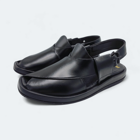 New Aura Comfortable Peshawari Chappal Black