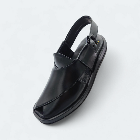 Aura Round Comfortable Peshawari Chappal Black
