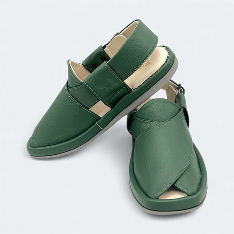 Round GoGo Peshawari Chappal Green